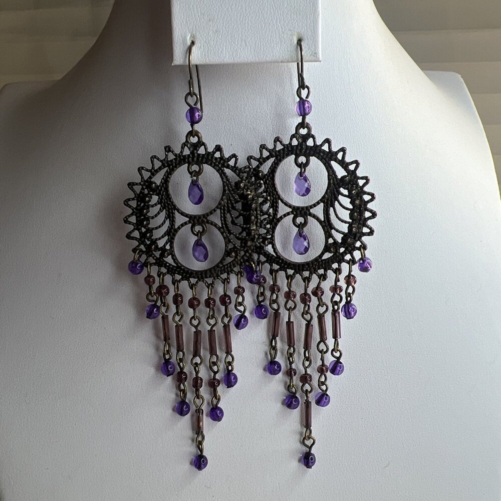 Costume Jewellery Purple chandelier Hanging‎ Earrings